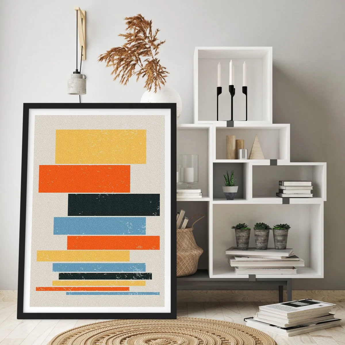 Poster in een zwarte lijst - Muzieknotatie - 61x91 cm