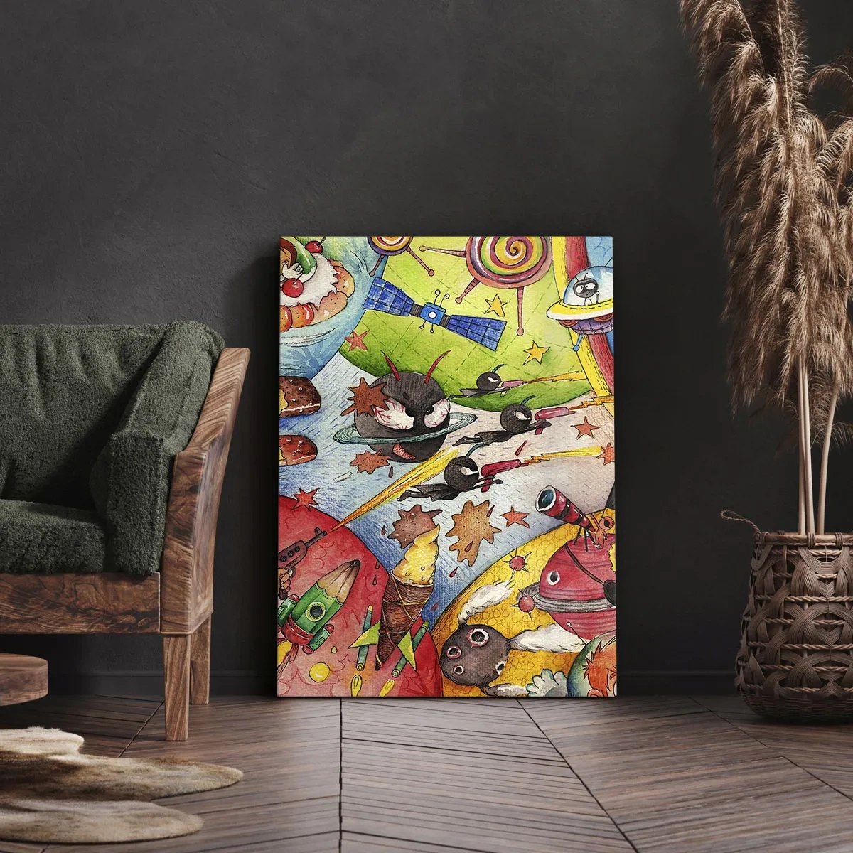 Schilderen op canvas - Geweldig ruimteavontuur - 55x100 cm