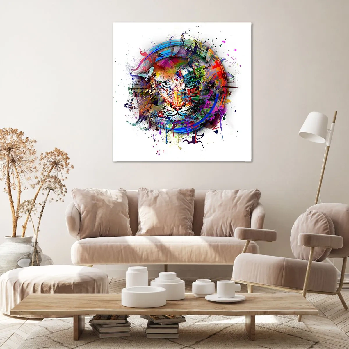 Schilderen op canvas - Het schuilt achter een regenboogsluier - 50x50 cm