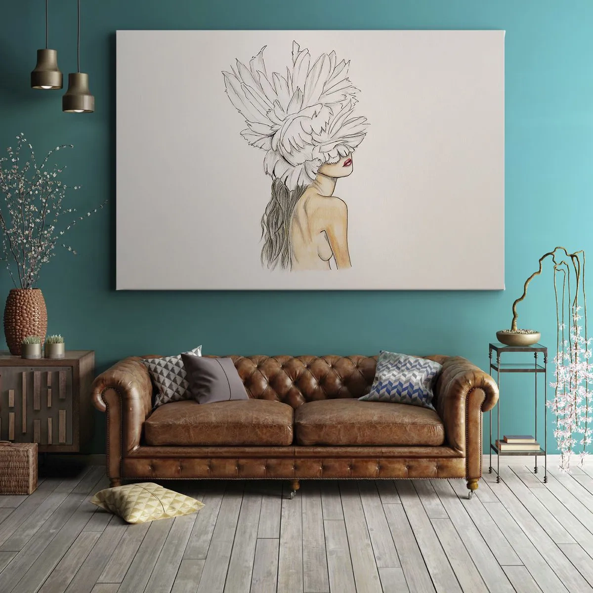 Schilderen op canvas - gekroonde schoonheid - 100x70 cm