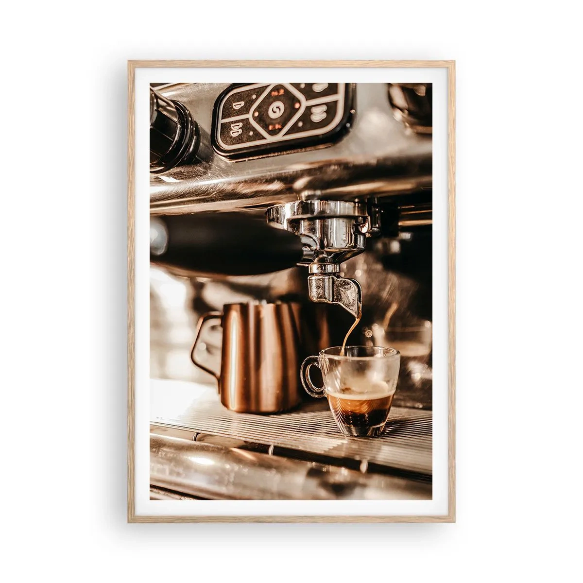 Een poster in een licht eiken lijst - Koffie gloed - 70x100 cm