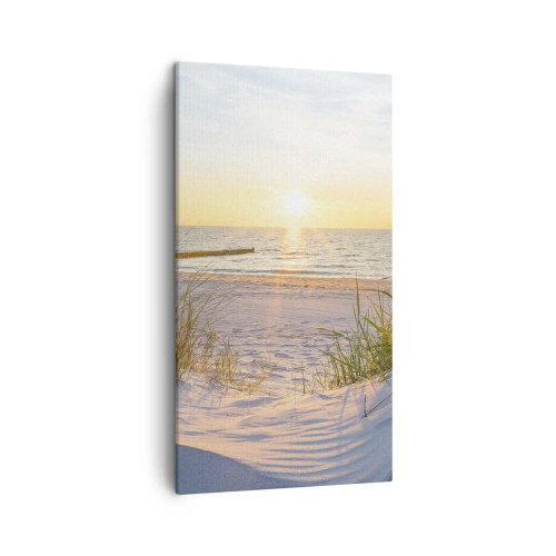 Schilderen op canvas - Het geluid van de zee, het zingen van vogels, een wild strand tussen het gras... - 45x80 cm
