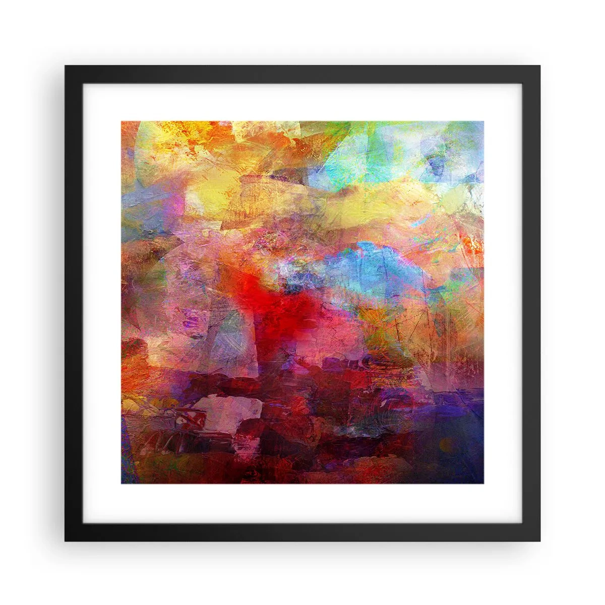Poster in een zwarte lijst - Kijk in de regenboog - 40x40 cm