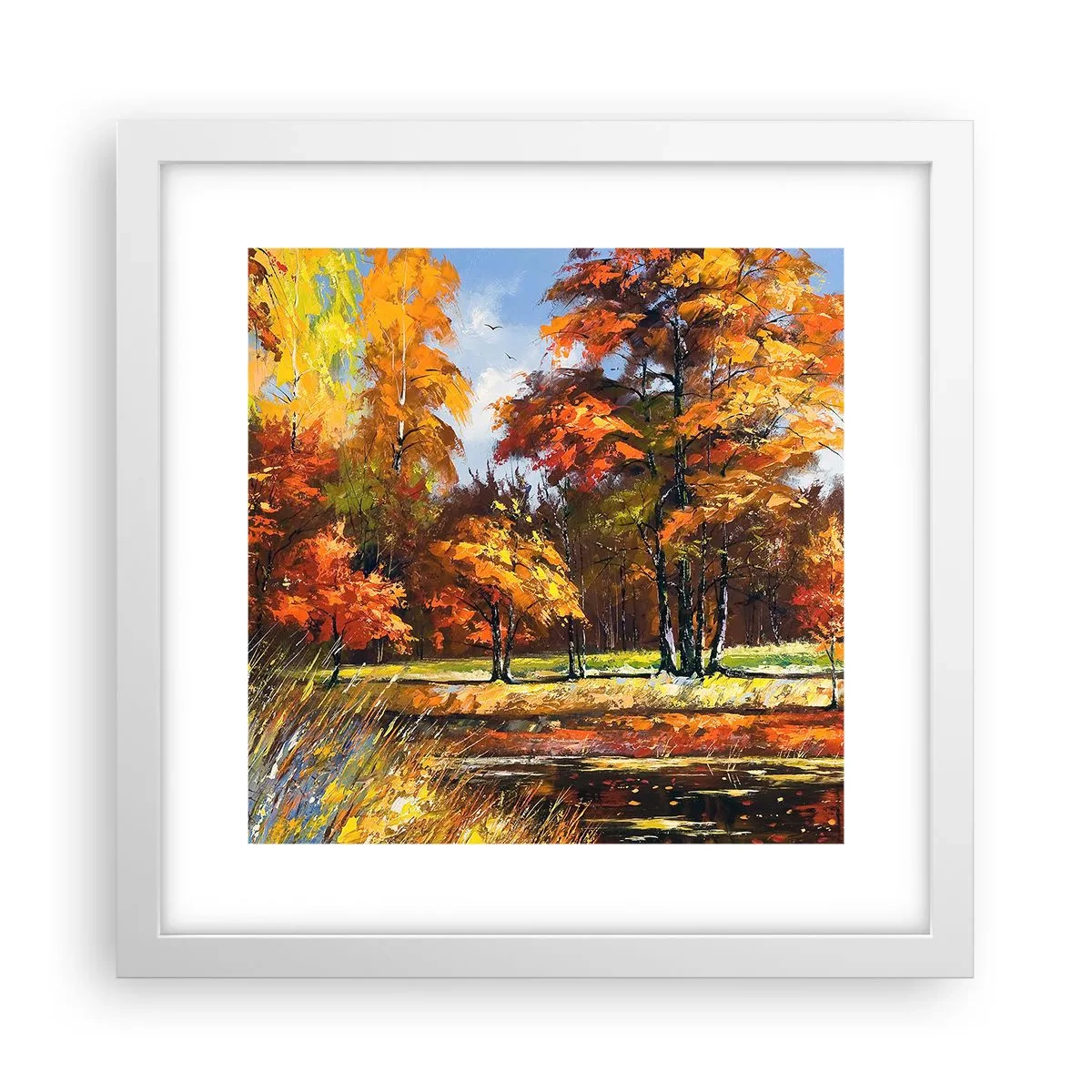 Poster in een witte lijst - Landschap in goud en brons - 30x30 cm