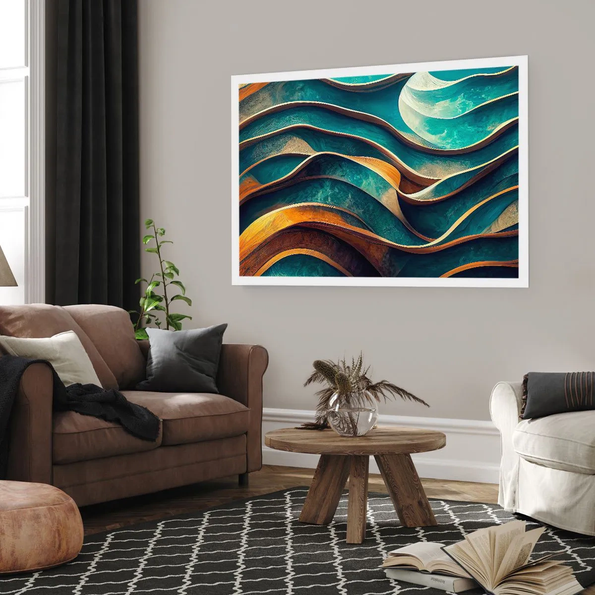 Poster - Meanders van blauw - 100x70 cm