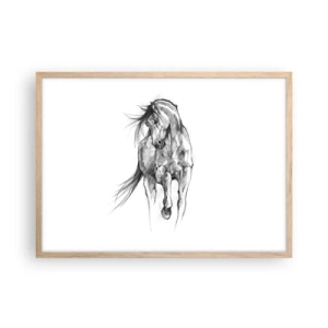 Een poster in een licht eiken lijst - In een sierlijke draf - 70x50 cm