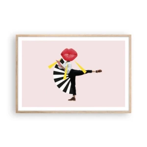 Een poster in een licht eiken lijst - Surrealistische pop-art - 91x61 cm