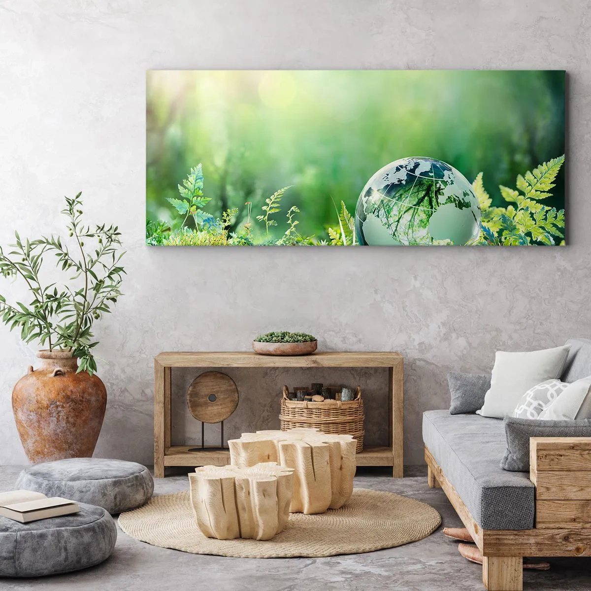 Schilderen op canvas - De groene planeet - 90x30 cm