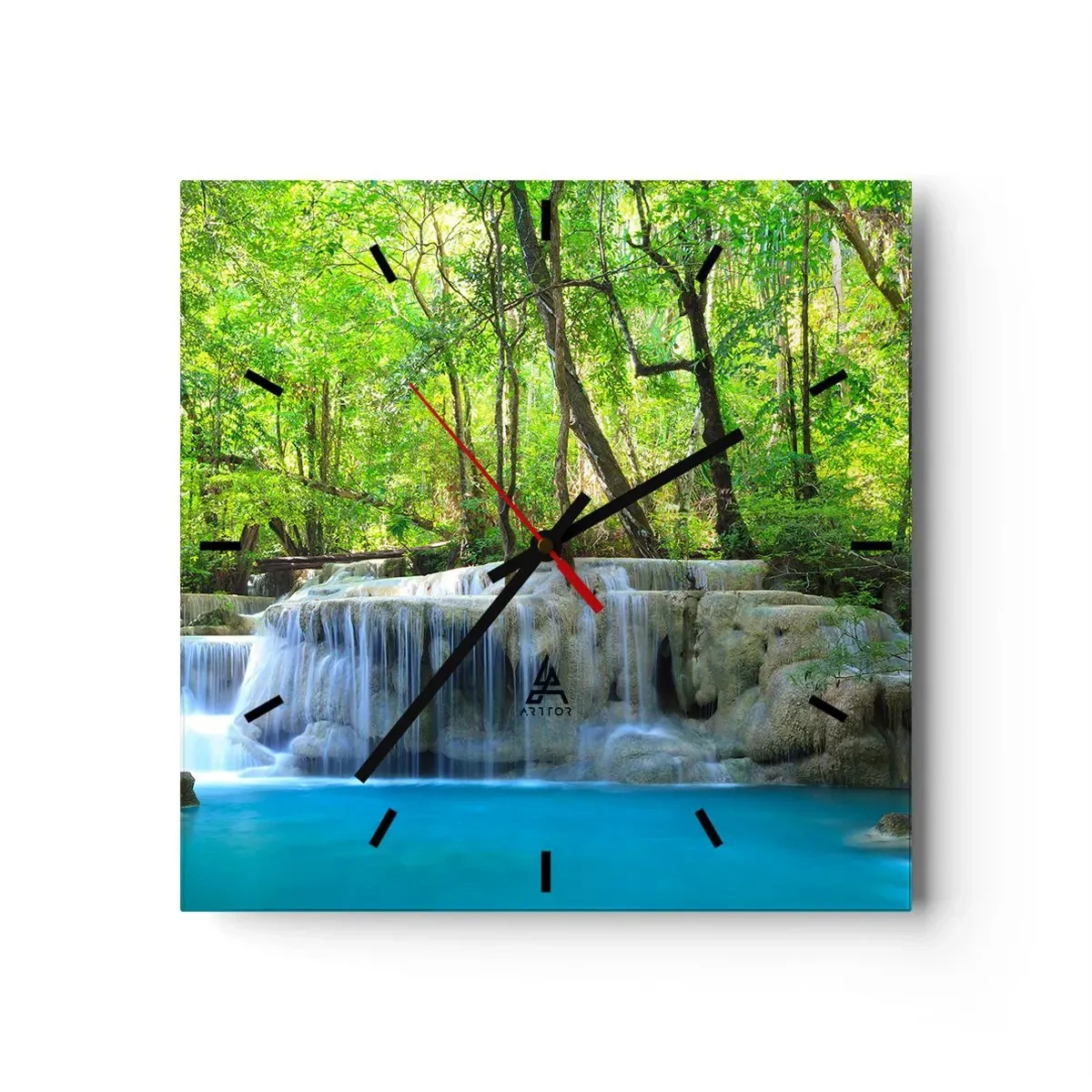 Wandklok - Klok - Verdrinken in turkoois en groen - 40x40 cm