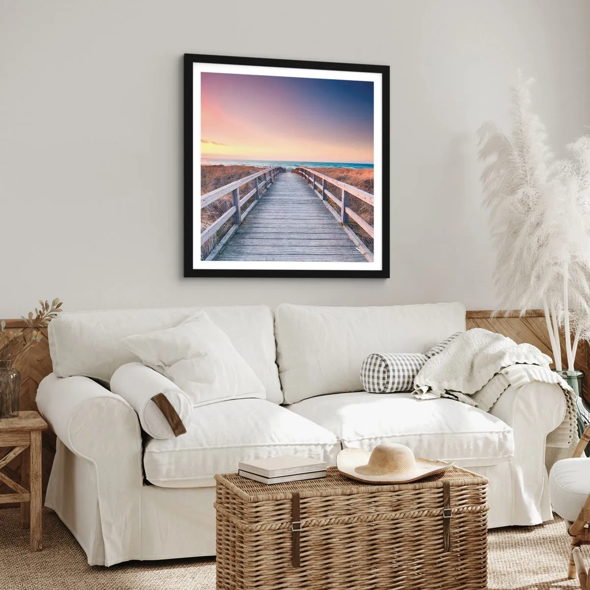 Poster in een zwarte lijst - Baltische avond aurora - 30x30 cm