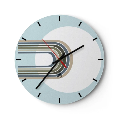 Wandklok - Klok - Grafische lijnen in de vorm van een magneet op een blauwe achtergrond - 30x30cm - Onweerstaanbare aantrekkingskracht - Moderne wanddecoratie voor woonkamer, keuken en slaapkamer ARTTOR