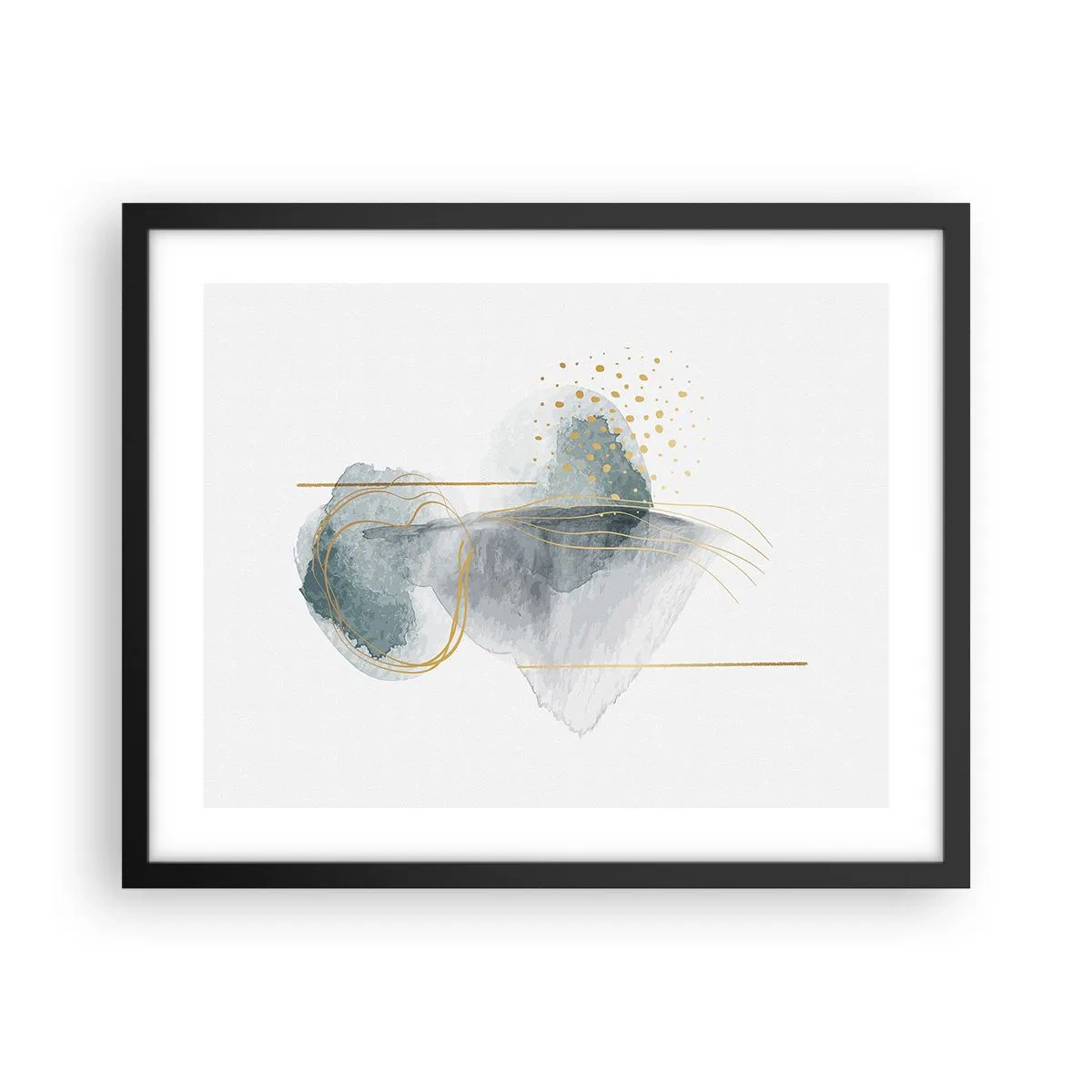 Poster in een zwarte lijst - Over de relatie tussen grijs en goud - 50x40 cm