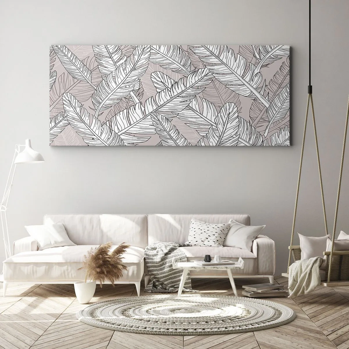 Schilderen op canvas - Een verenwerveling - 140x50 cm