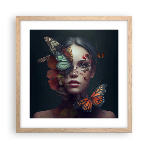 Een poster in een licht eiken lijst - Een prachtige metamorfose - 40x40 cm