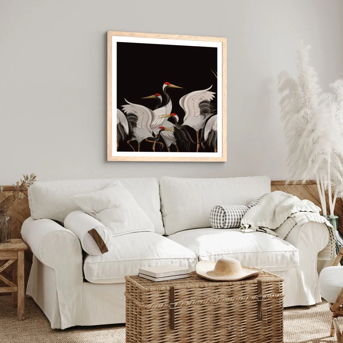 Een poster in een licht eiken lijst - Vogel spullen - 50x50 cm