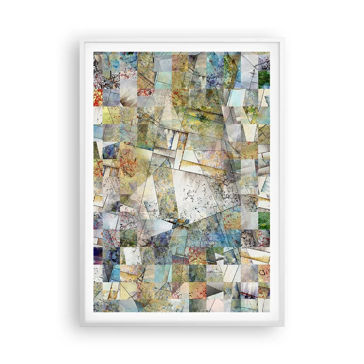 Poster in een witte lijst - Geometrische schuifeling - 70x100 cm
