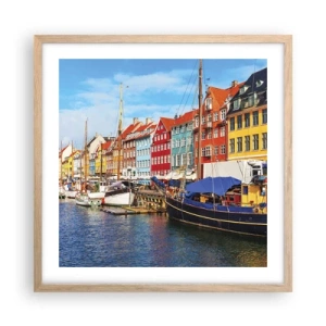 Een poster in een licht eiken lijst - Vrolijke werf - 50x50 cm