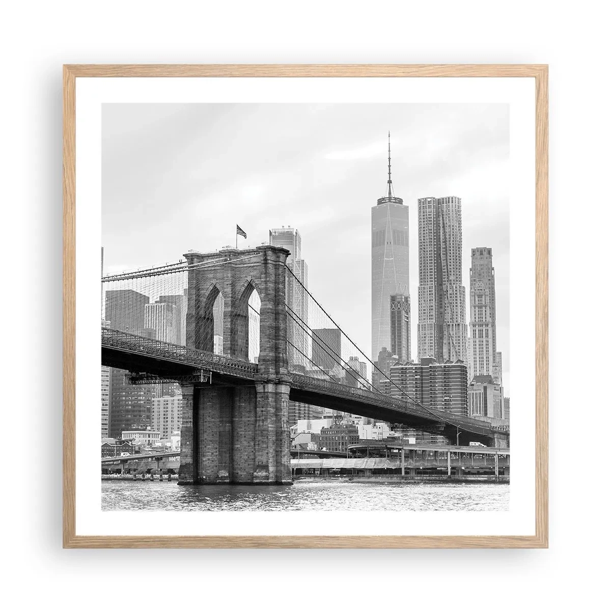 Een poster in een licht eiken lijst - New Yorkse sfeer - 60x60 cm