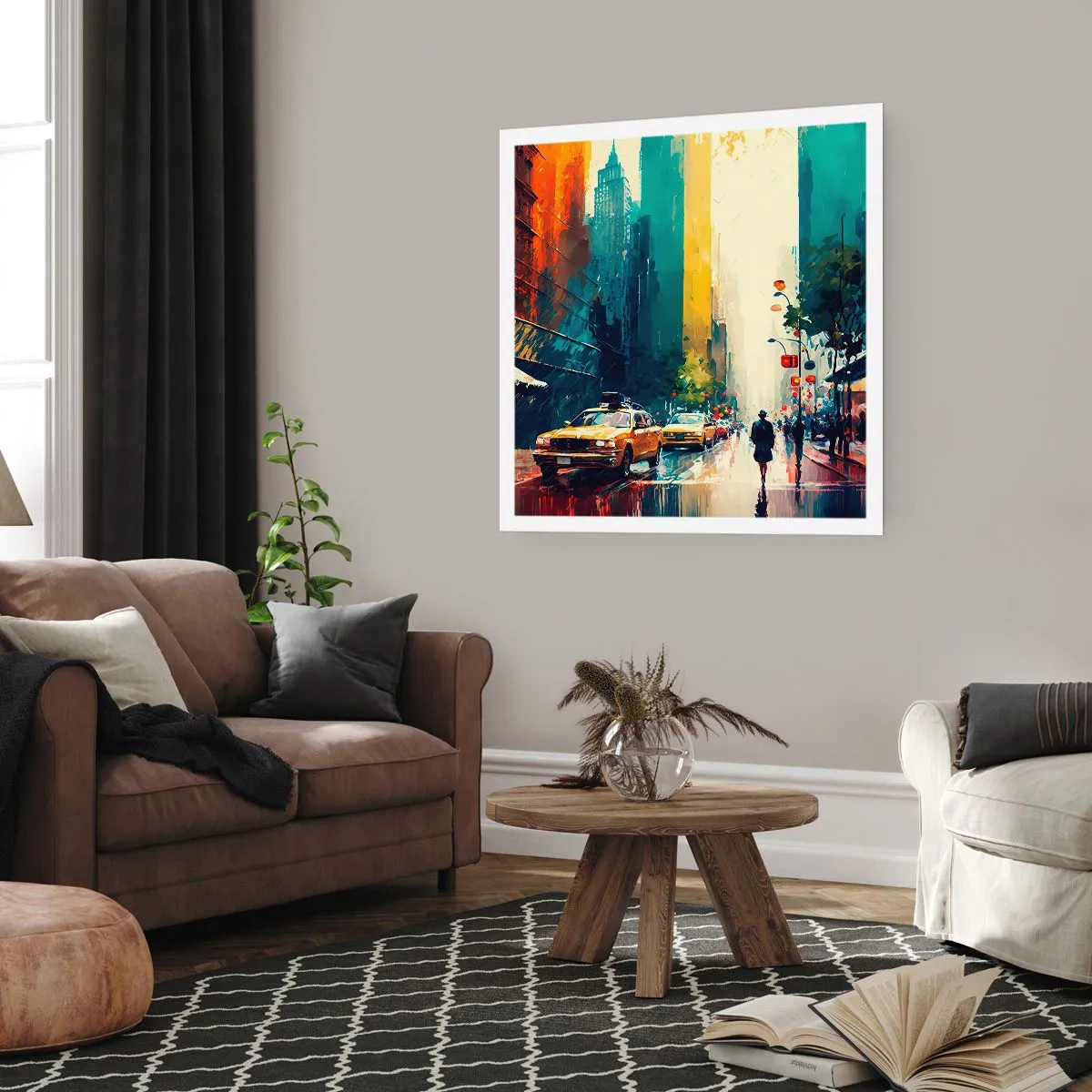 Poster - New York – zelfs de regen is hier kleurrijk - 50x50 cm