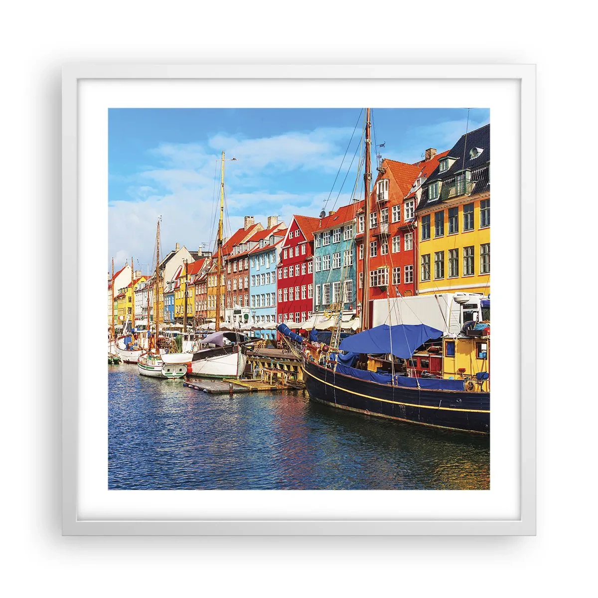 Poster in een witte lijst - Vrolijke werf - 50x50 cm