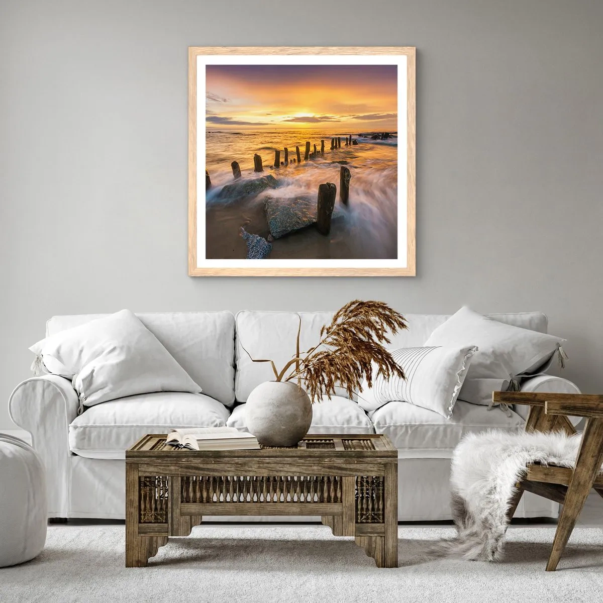 Een poster in een licht eiken lijst - De rauwe schoonheid van de Oostzee - 60x60 cm