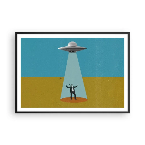 Poster in een zwarte lijst - Een nauwe ontmoeting - 100x70 cm