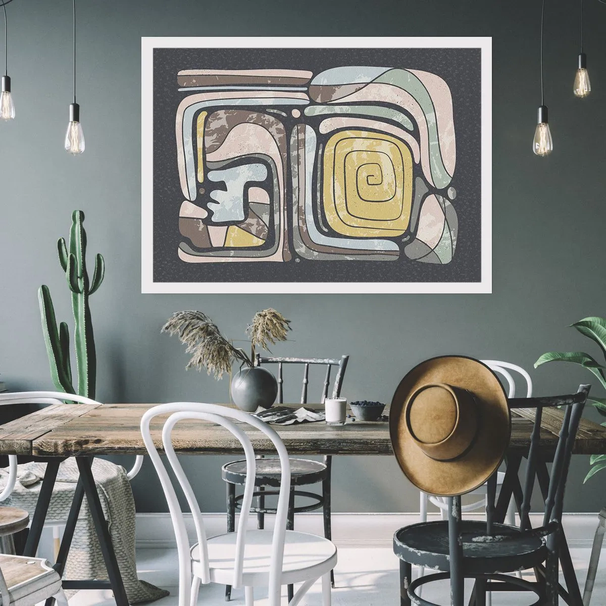 Poster - Abstractie in de precolumbiaanse geest - 91x61 cm