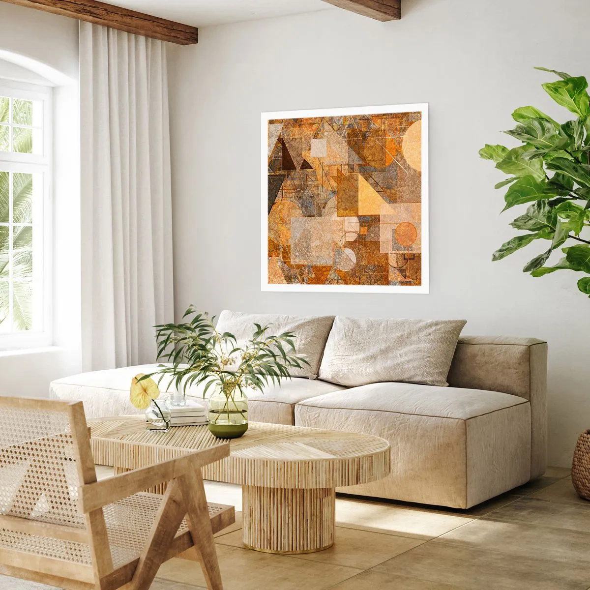 Poster - Een kubistische studie van brons - 50x50 cm