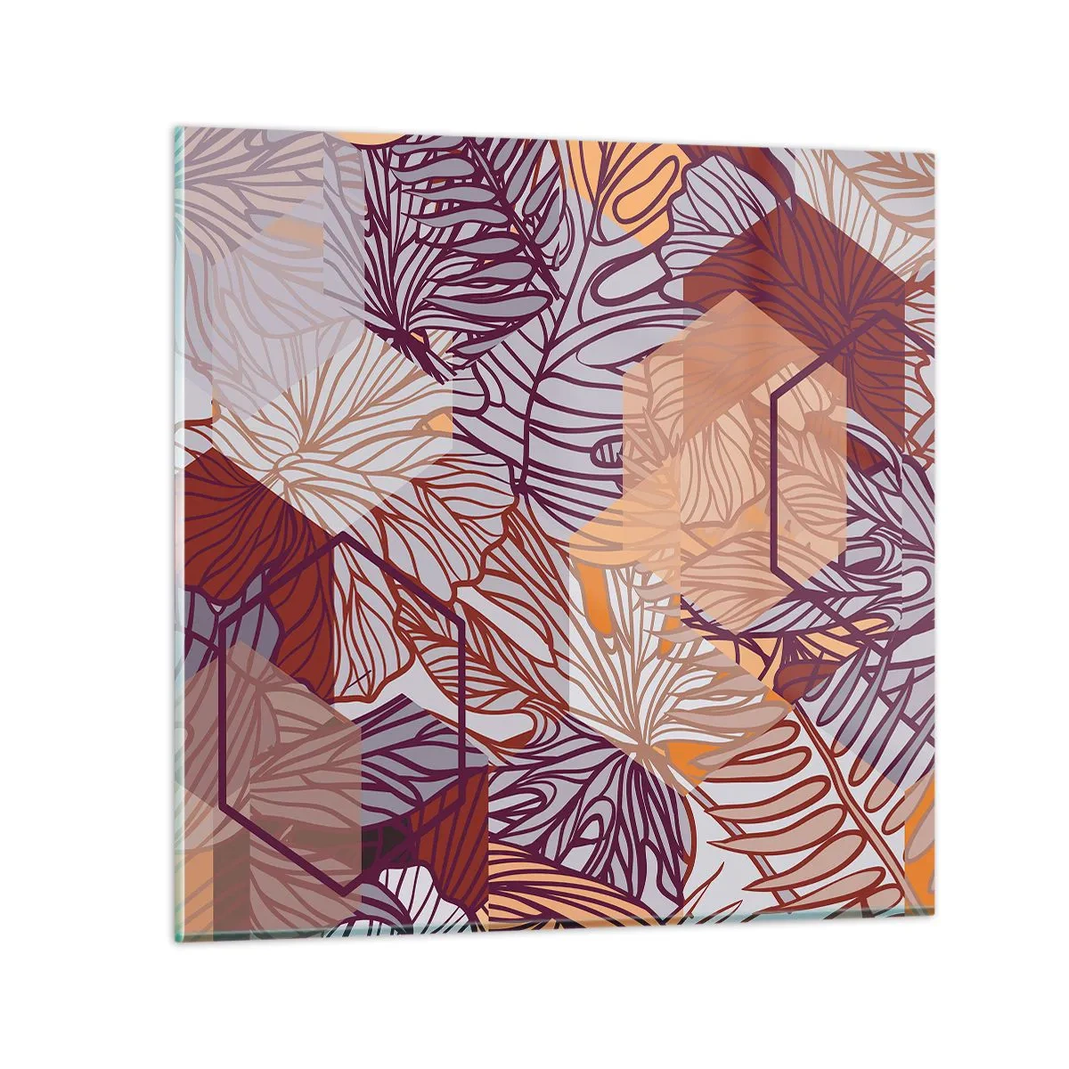 Schilderen op glas - Onmogelijke relatie tussen geometrie en natuur - 40x40 cm