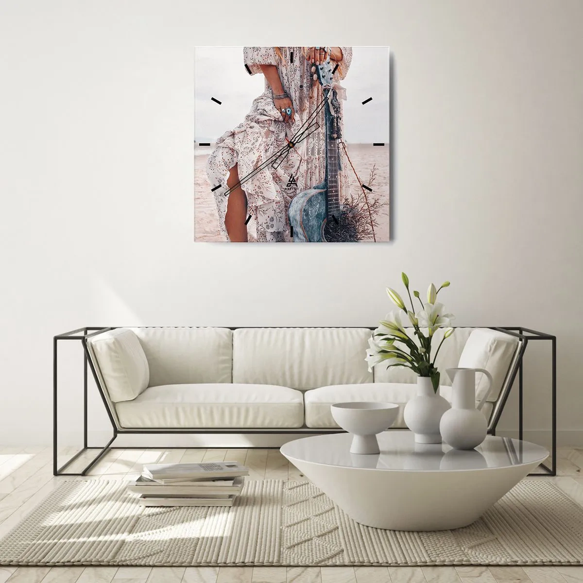 Wandklok - Klok - Kinderen bloemen onderweg - 40x40 cm