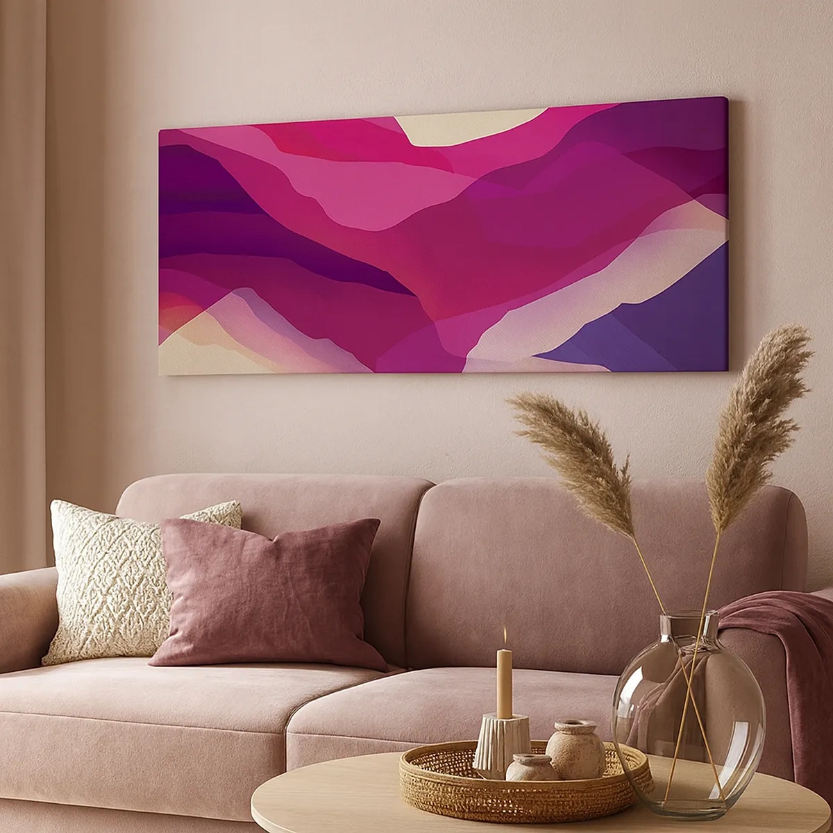 Schilderen op canvas - Paarse golven - 30x30 cm