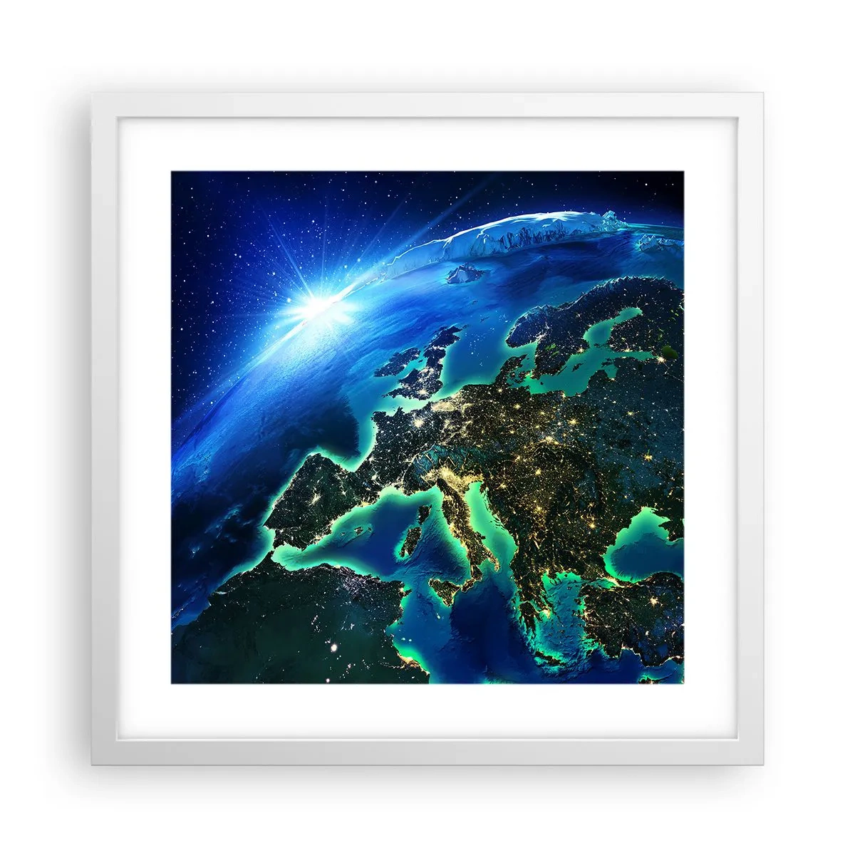 Poster in een witte lijst - Sprankelend Europa - 40x40 cm