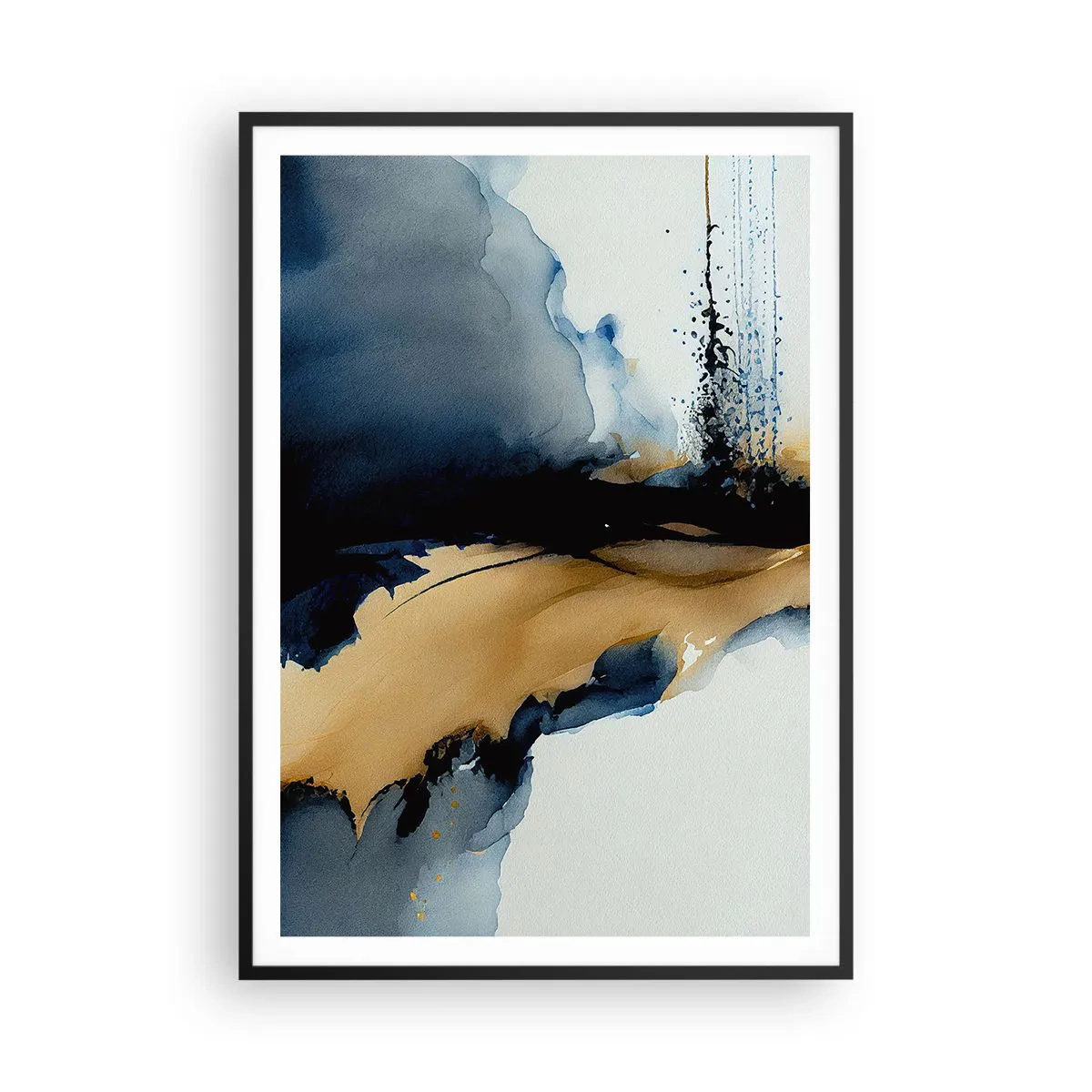 Poster in een zwarte lijst - Achter het gordijn - 70x100 cm