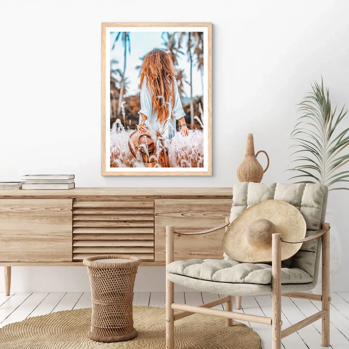 Een poster in een licht eiken lijst - Geboren uit graspluis - 50x70 cm