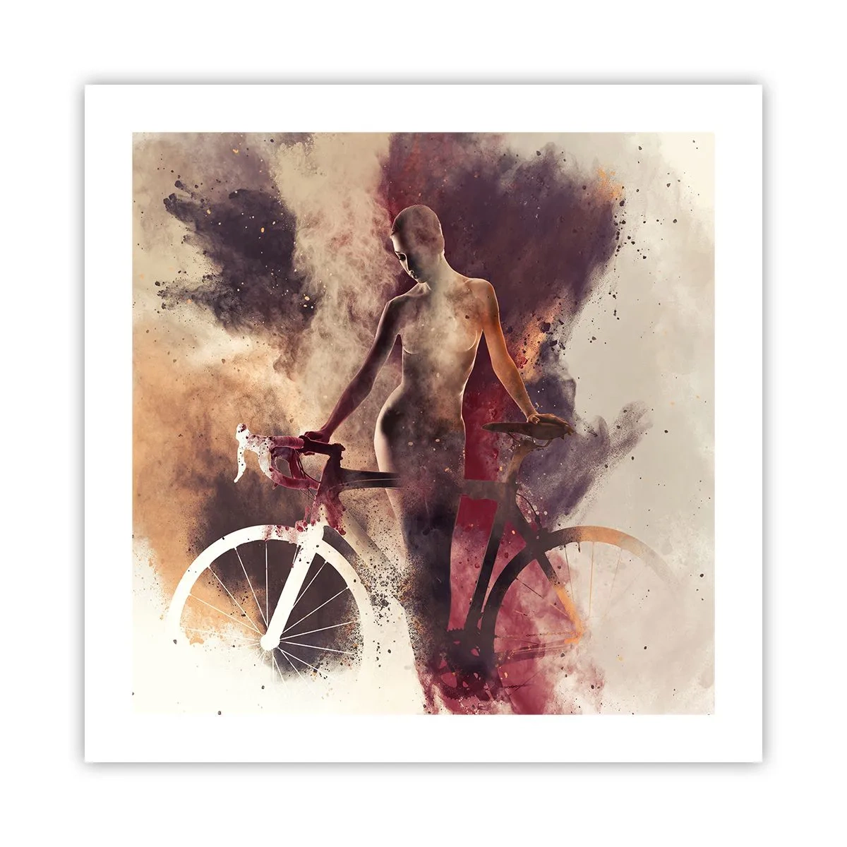 Poster - Een fietsziel in marmeren vormen - 50x50 cm