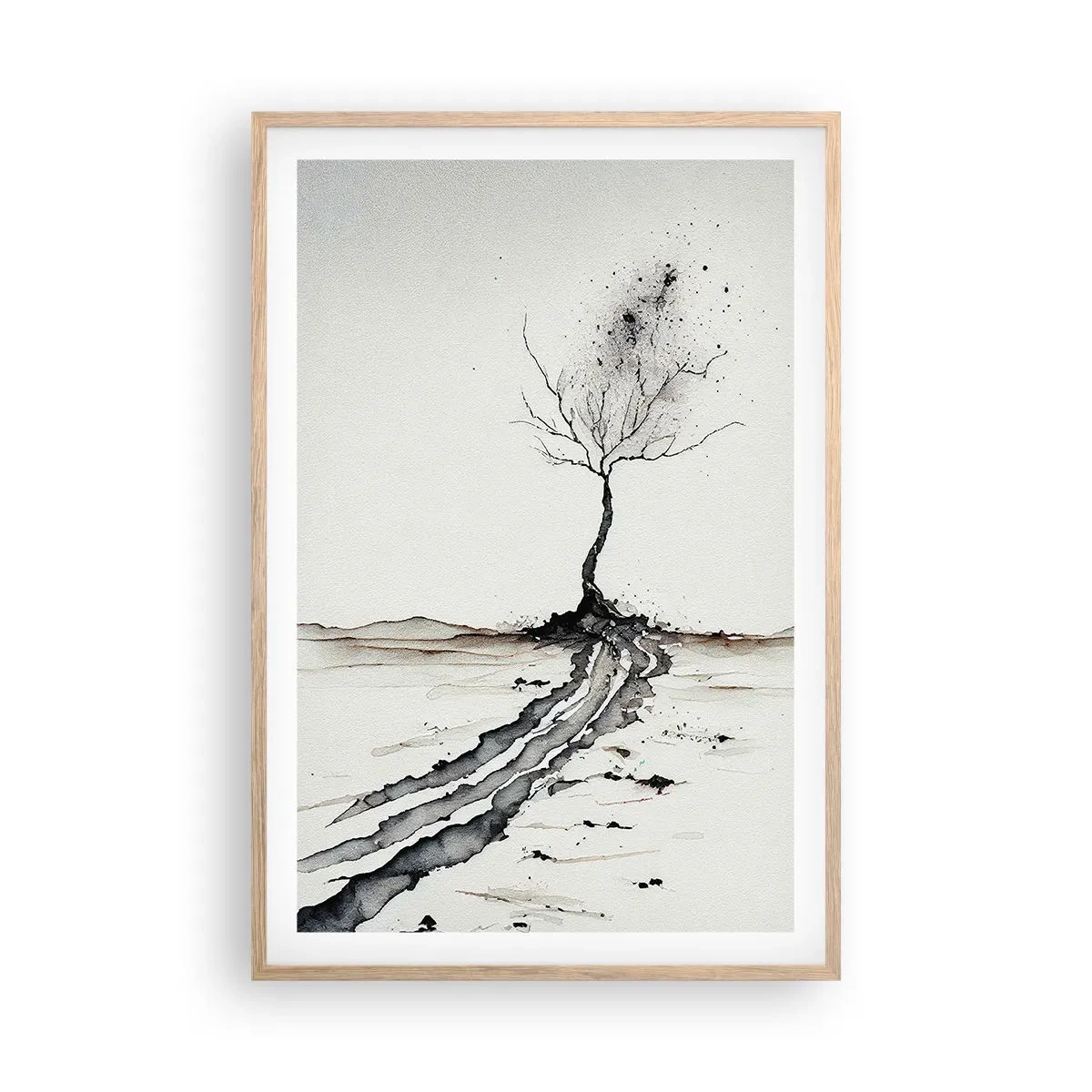 Een poster in een licht eiken lijst - Winterse melancholie - 61x91 cm
