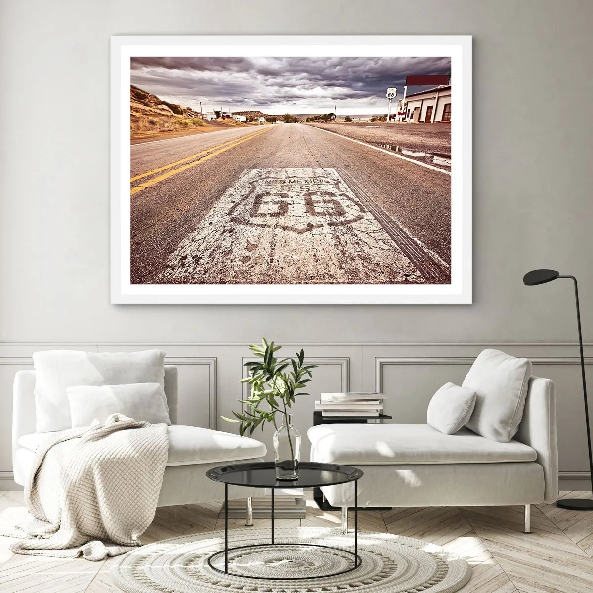 Poster in een witte lijst - Mother Road - een Amerikaanse legende - 100x70 cm