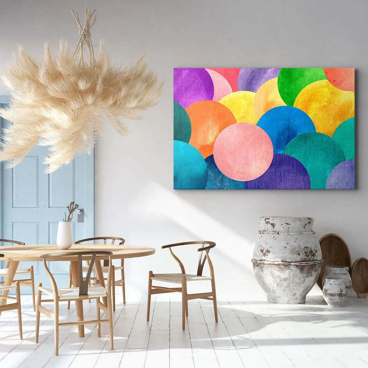 Schilderen op canvas - Kleurrijke cirkels in aquarelstijl - 70x50cm - De oorspronkelijke volheid van het leven - Moderne wanddecoratie voor woonkamer en slaapkamer ARTTOR