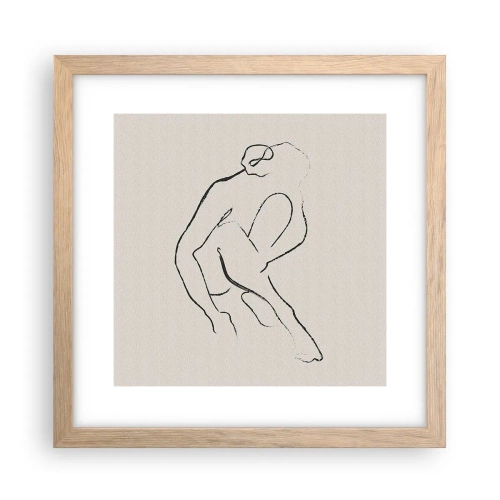 Een poster in een licht eiken lijst - Intieme schets - 30x30 cm