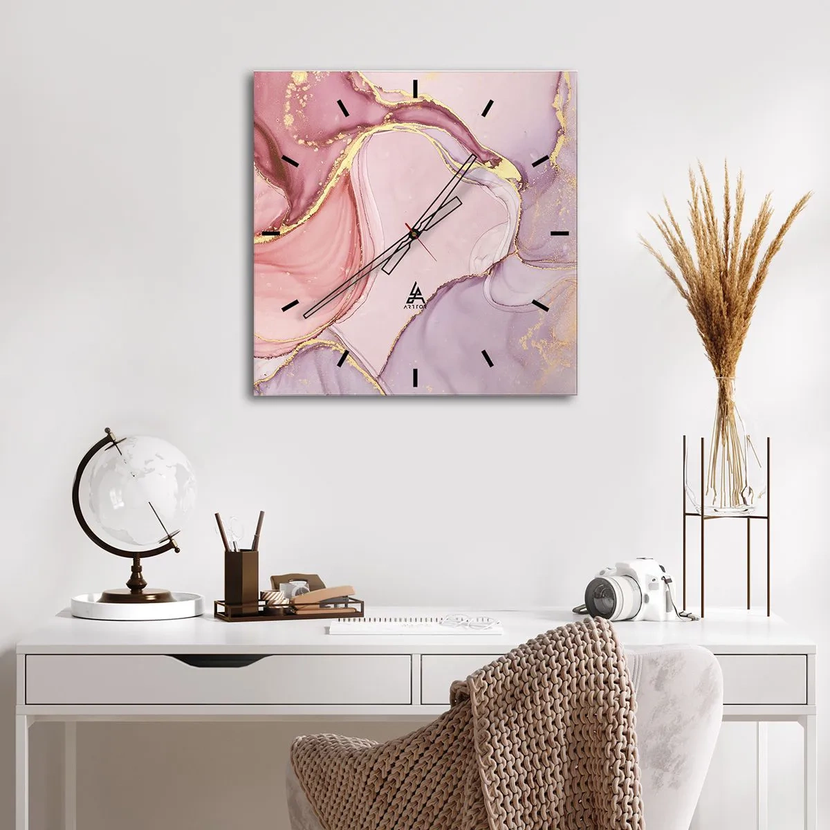 Wandklok - Klok - Een streling van kleuren - 40x40 cm