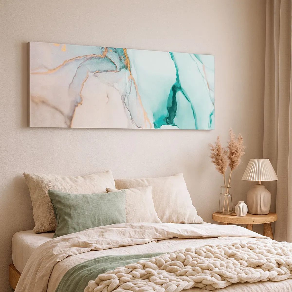 Schilderen op canvas - Een dans van vormen en kleuren - 100x40 cm