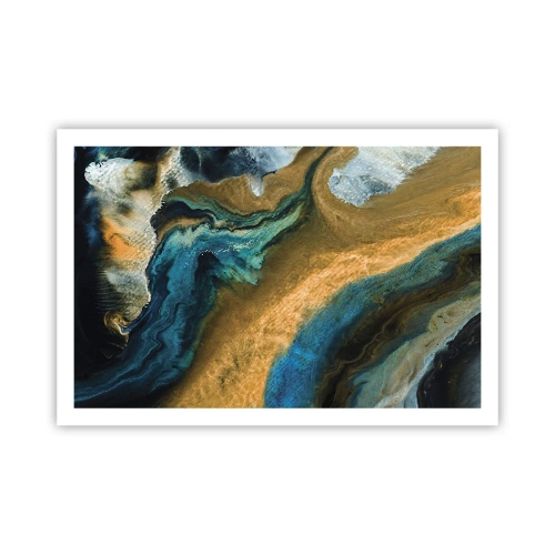 Poster - Blauw - geel - wederzijdse invloeden - 91x61 cm