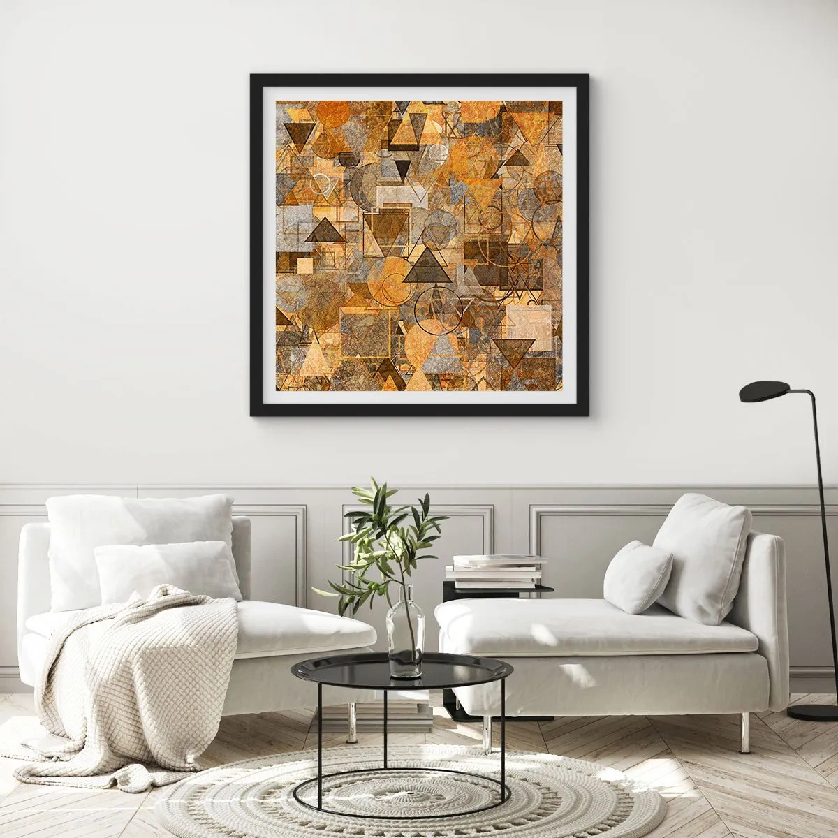 Poster in een zwarte lijst - De wereld in vorm - 40x40 cm