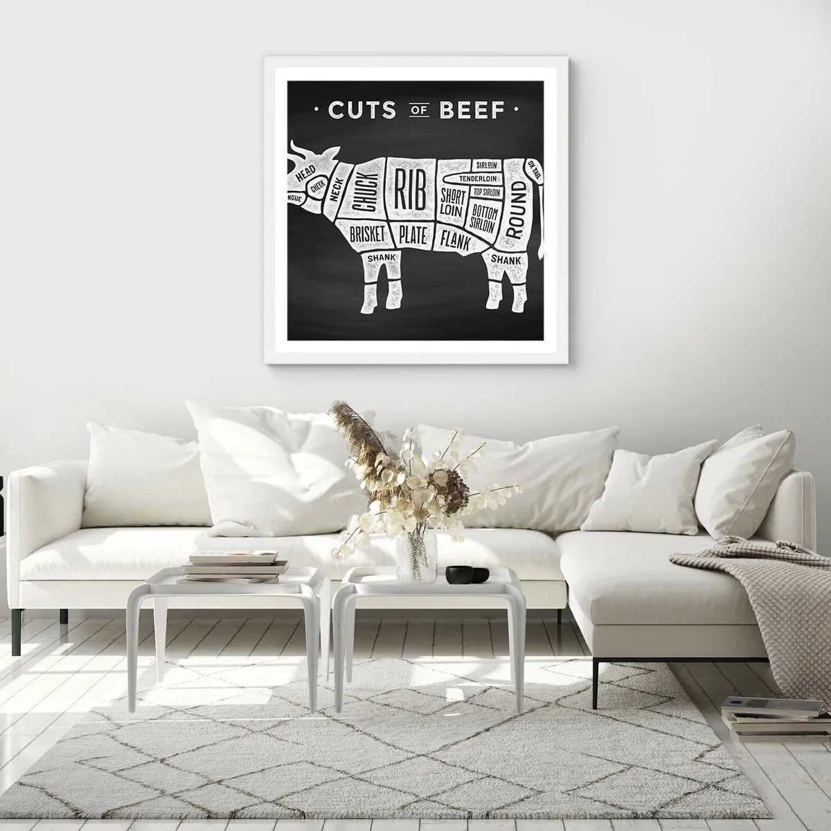 Poster in een witte lijst - Slagers ABC - 30x30 cm