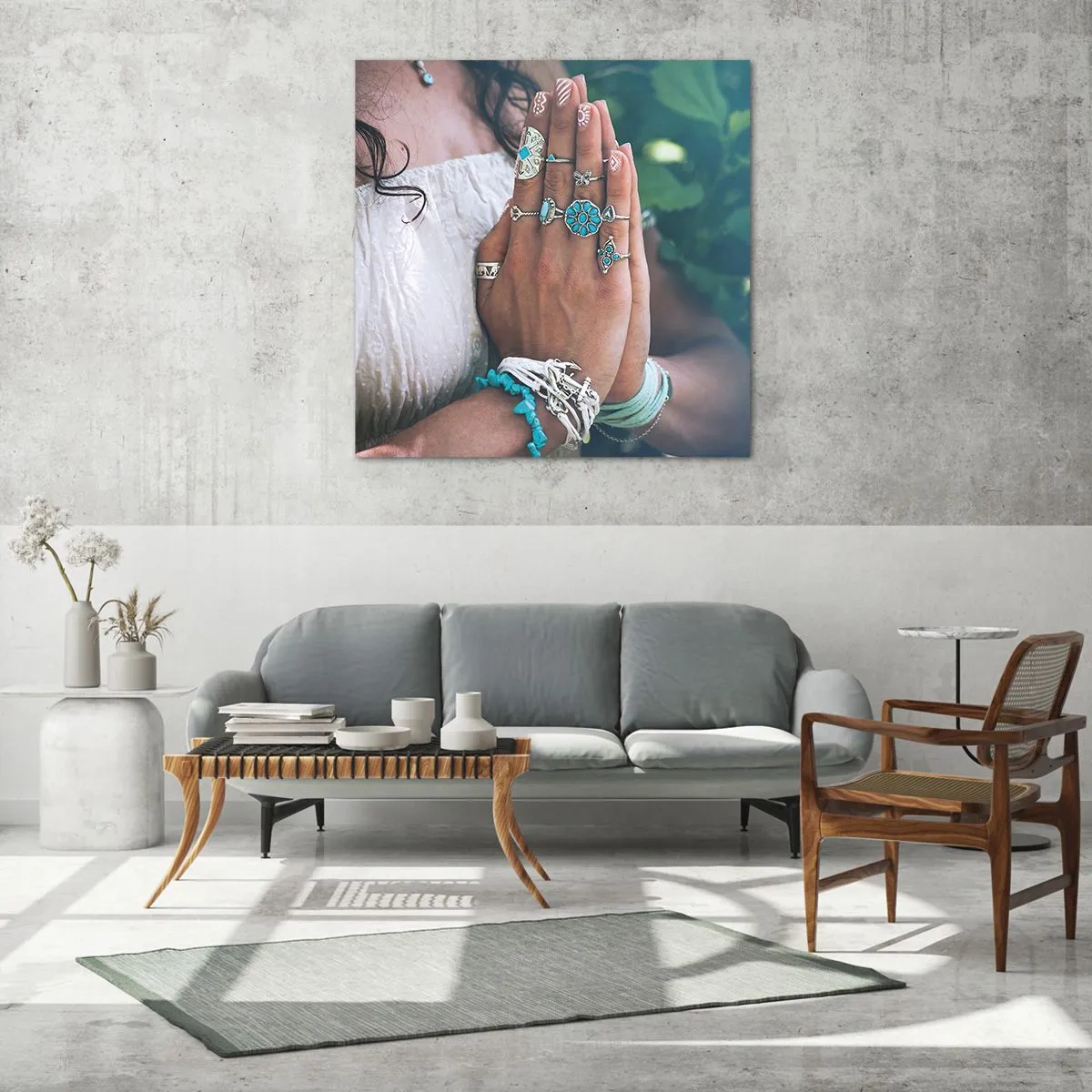 Schilderen op glas - Welkom in het centrum van het zijn - 70x70 cm