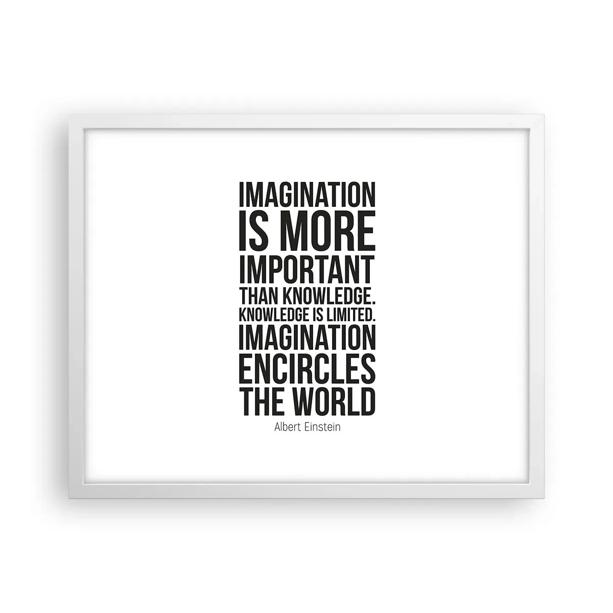 Poster in een witte lijst - Einstein over de kracht van verbeelding - 50x40 cm