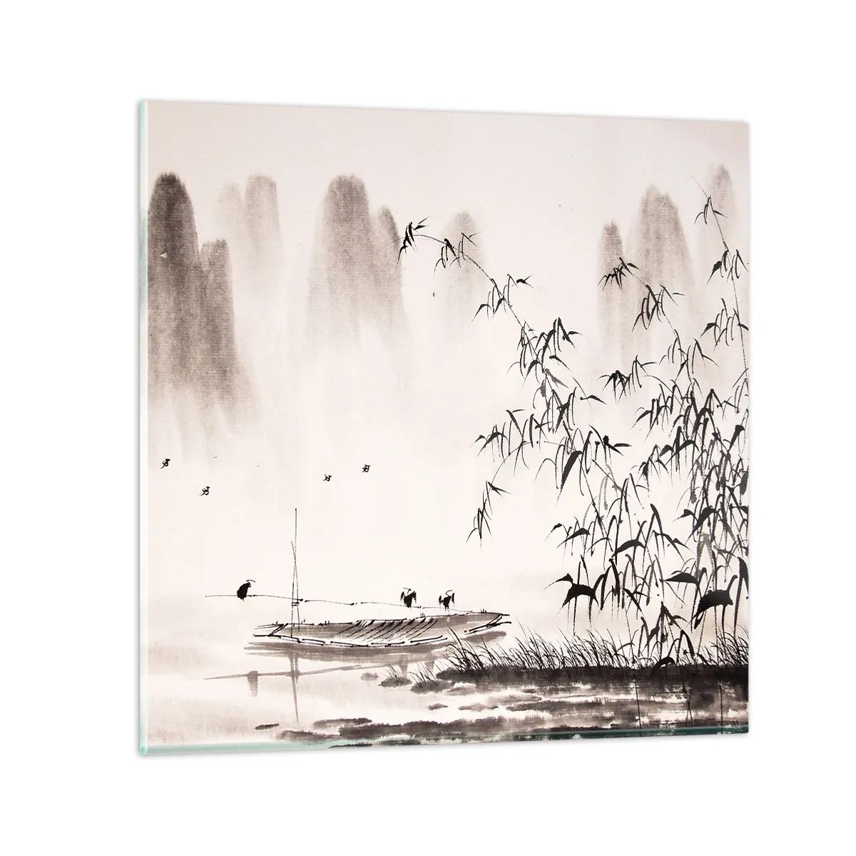 Schilderen op glas - De stilte van de rijstvelden - 30x30 cm