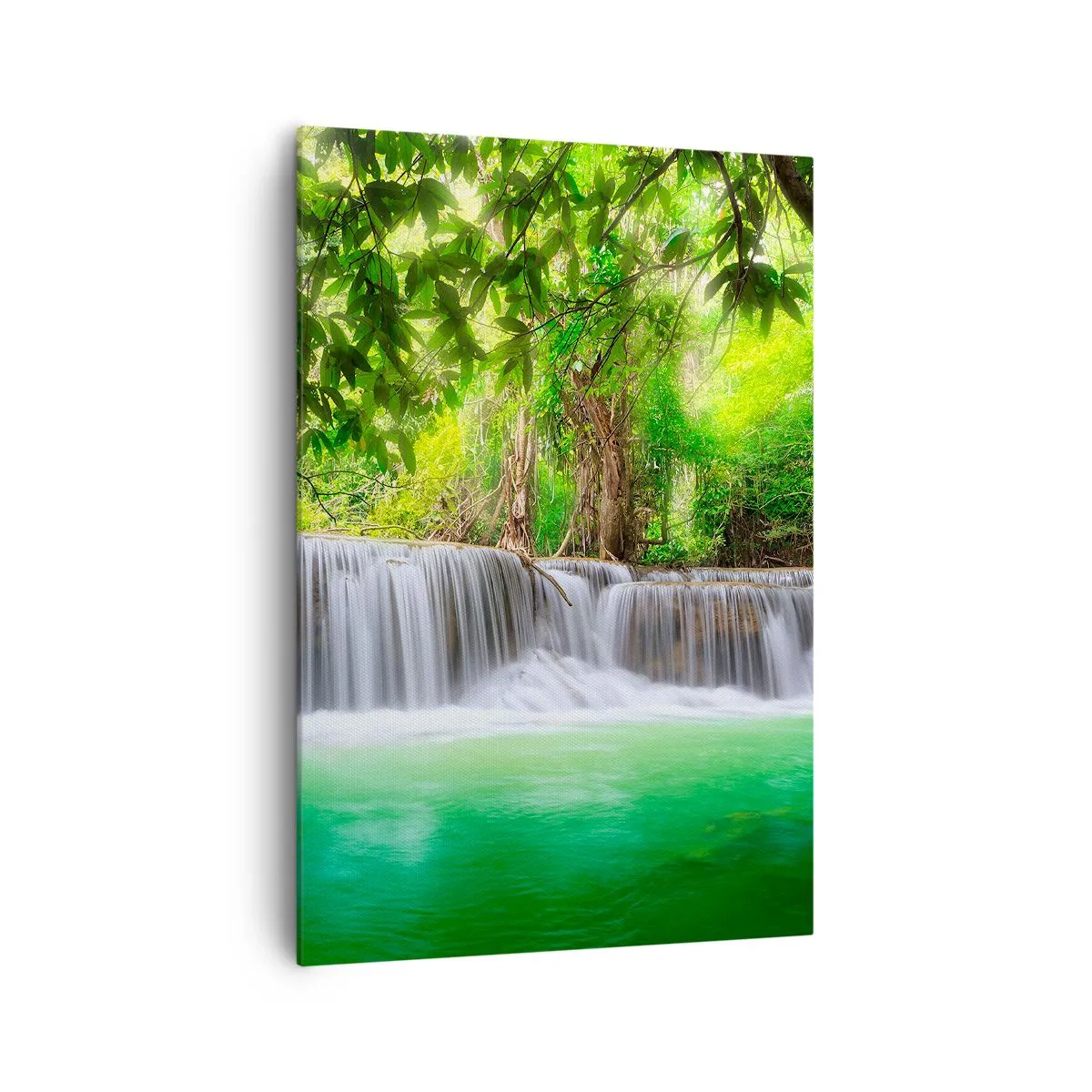 Schilderen op canvas - Een waterval in het groen - 70x100 cm