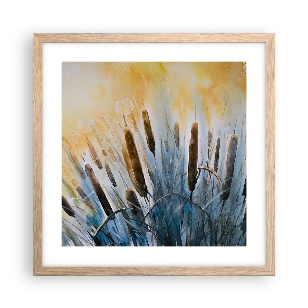 Een poster in een licht eiken lijst - De kou van het water, de hitte van de zon - 40x40 cm
