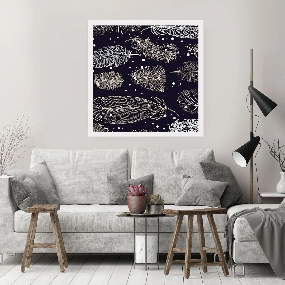 Poster - Gevederde kant - 40x40 cm